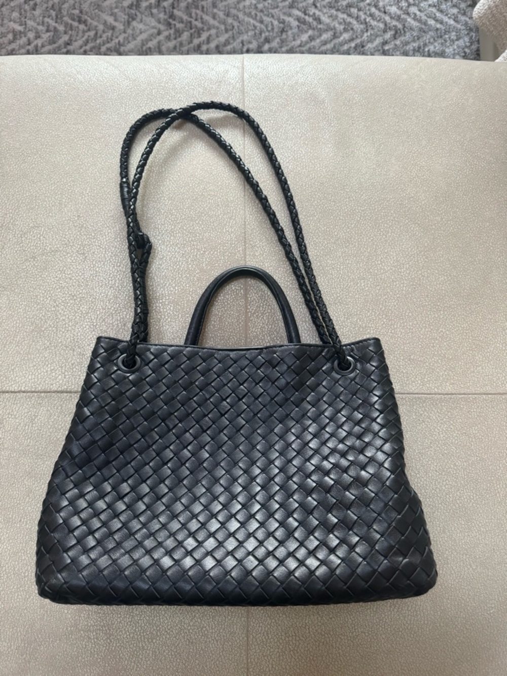 Quince Black Woven Leather Tote